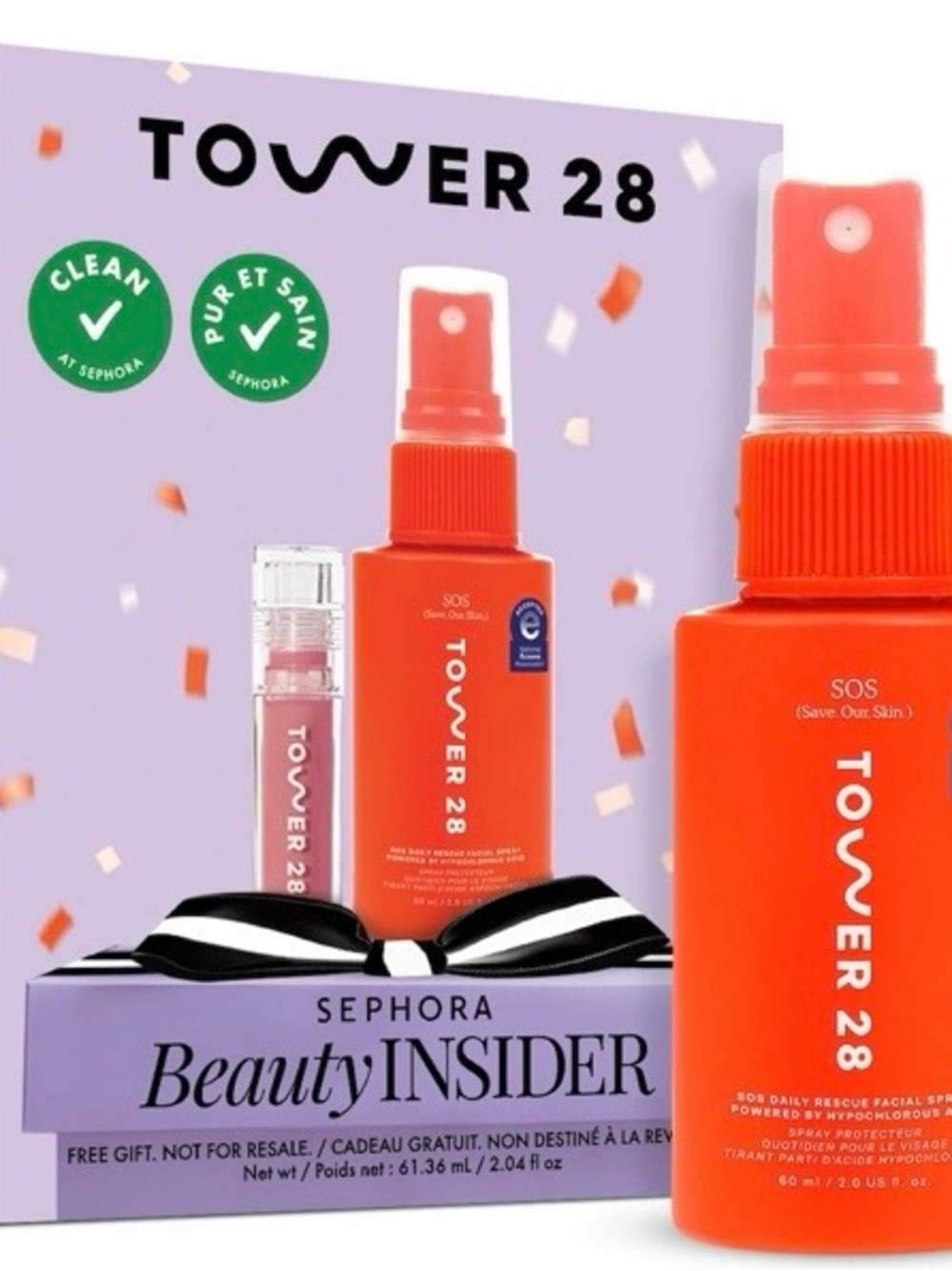 Tower 28 Beauty SOS skin spray lipgloss set  Duo